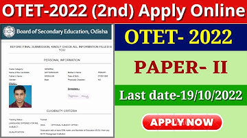 OTET 2022 Paper 2 Apply Online // How to Apply Step By Step OTET 2022 Online Form