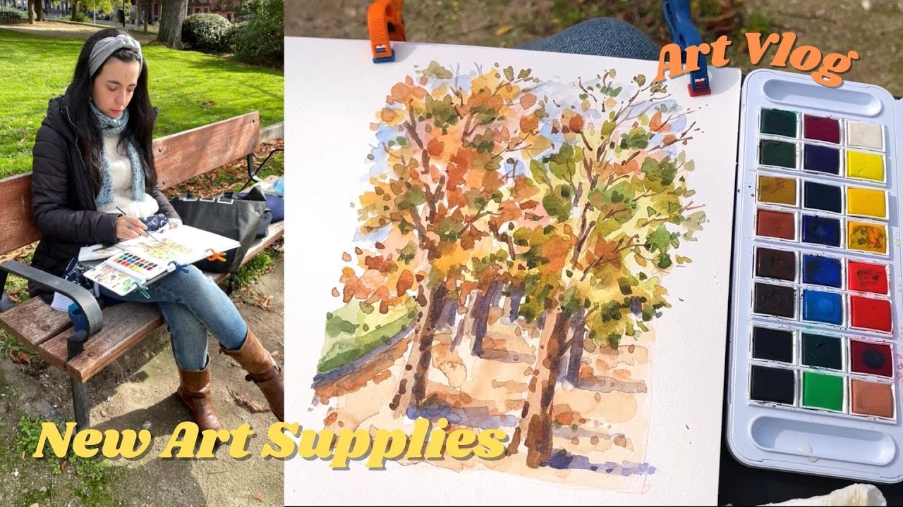 ✨New Art Supplies! Travel Palette, Paper, Brushes. Paint With Me 2 Watercolors! Art Vlog✨