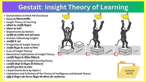 INSIGHT THEORY OF LEARNING (KOHLER) BCC-3 B.Ed 1st Year.....