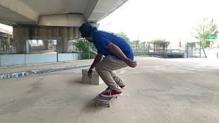 PRACTICING HALF CAB CROOKED GRINDS