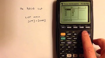 RESID list on a TI83 or TI84