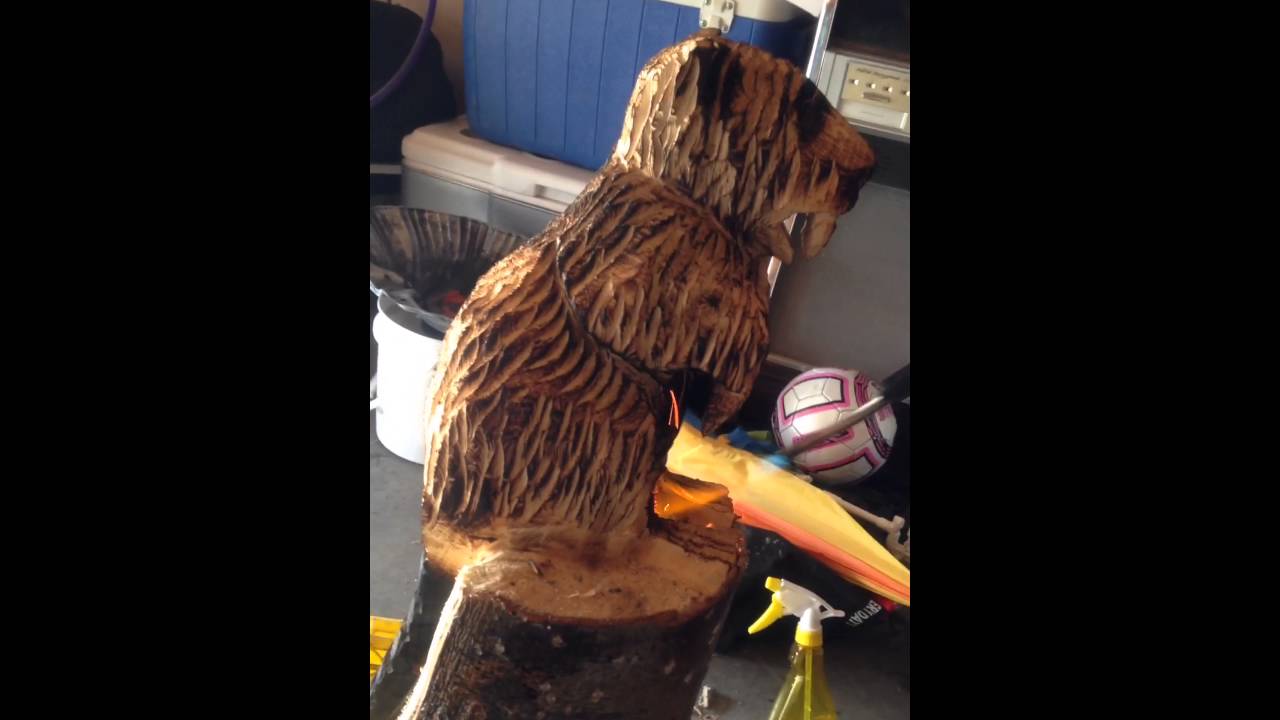 Beaver carving burning