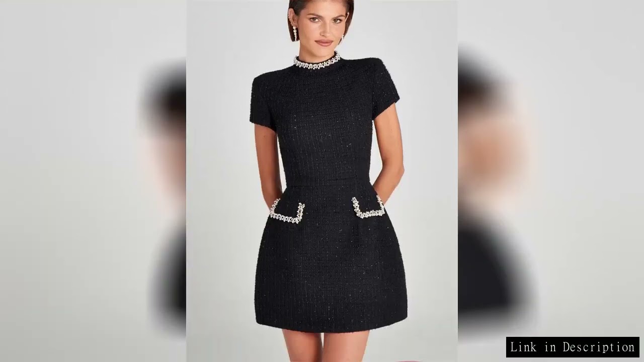 Tosssy Shiny Elegant Female MIni Dress Pocket Short Sleeve Patchwork Fashion Slim Party Dress Gown W