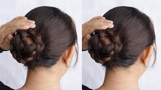 Simple Braided Bun Hairstyle For Ladies | Trending New Hairstyle For Wedding & Party