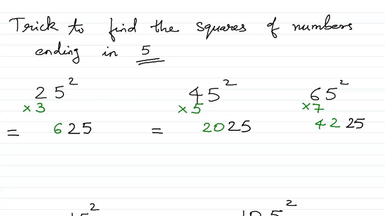 Trick to find square of a number ending with 1 or 5