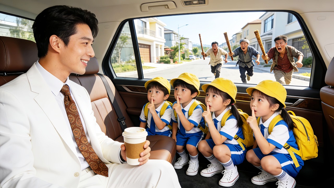 💕هرباً من المطاردة اختبأ توائم أربعة في سيارة CEO… فنظر إليهم وتعرّف عليهم فوراً كأطفاله!