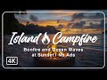 🔥 Island Campfire | Bonfire & Ocean Waves at Sunset 🌊 | No Ads