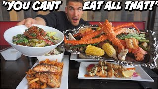 HUGE SEAFOOD CHALLENGE | KING CRAB | STEAK & LOBSTER | Cause and Effect Hamilton | MAN VS FOOD