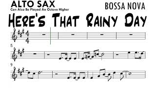 Here's That Rainy Day Alto Sax Sheet Music Backing Track Play Along Partitura