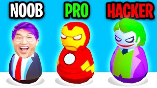 NOOB vs PRO vs HACKER In WOBBLE MAN GAME! (MAX LEVEL HULK SKIN!?) screenshot 3