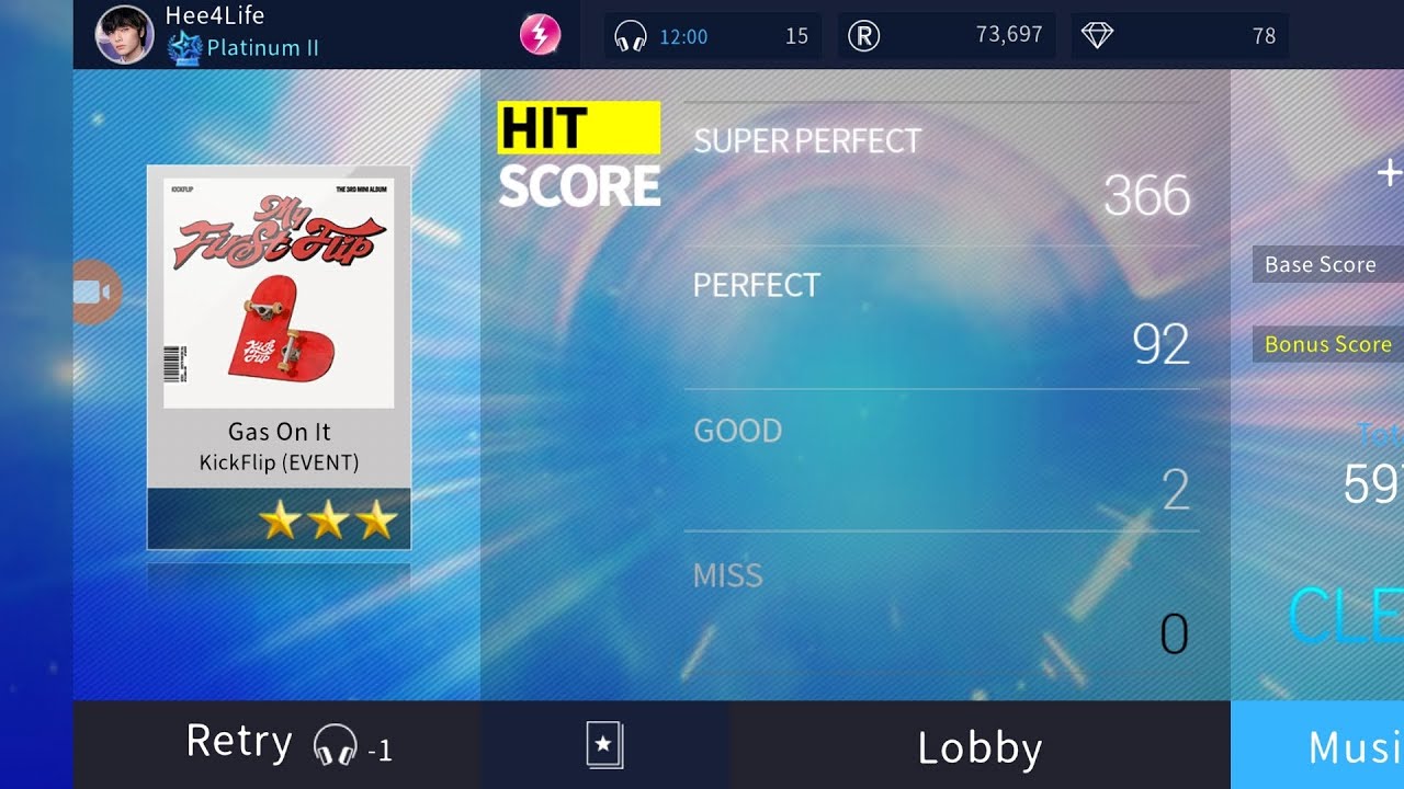 [SuperStar JYPNATION] KickFlip - Gas On It (hard mode with three stars) [Handcam]