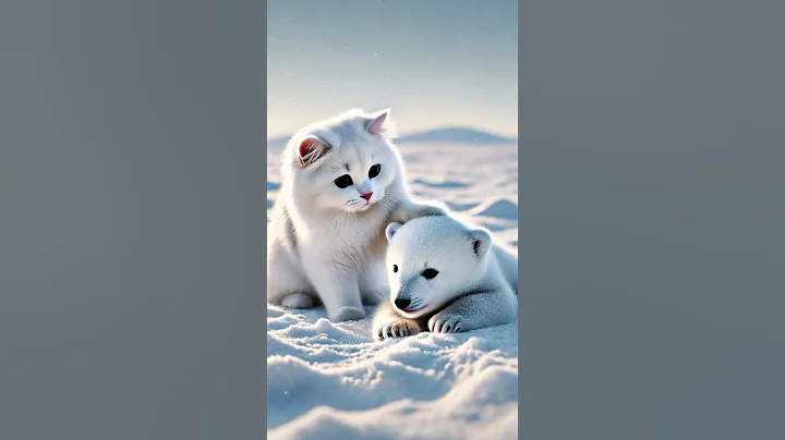 Watch the video about Cute cat and baby bear friend #cat #kitty #bear #baby #cartoon #ai