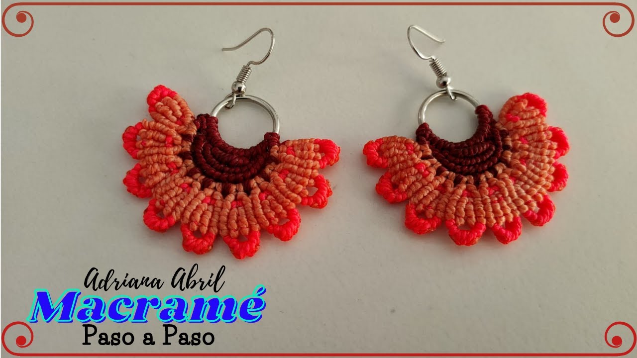 COMO HACER UNOS PENDIENTES EN MACRAME CON  MARGARITAS  #7 🌼
