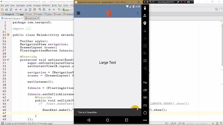 #40 Android Programming Tutorials For Intermediates - Floating Action Button part2(with snack)(2017)