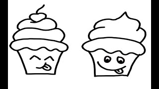 HOW TO DRAW A CUTE CUPCAKE - SUPER EASY COLORING PAGES FOR KIDS