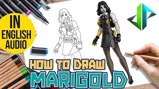 [DRAWPEDIA] HOW TO DRAW *NEW* MARIGOLD (FEMALE MIDAS) from FORTNITE - STEP BY STEP DRAWING TUTORIAL