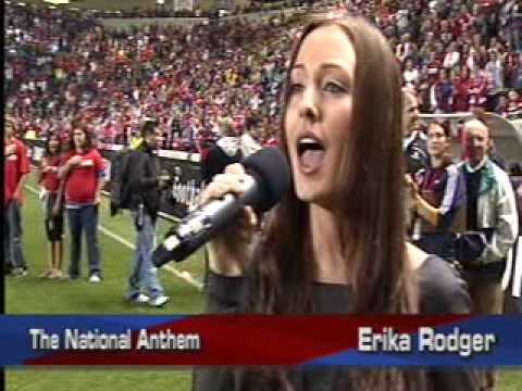 Erika Rodger performs the National Anthem for the ...