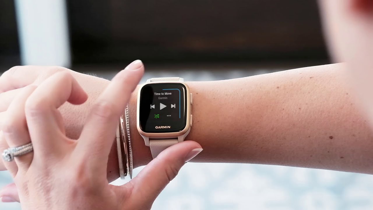 Light Sand/Rose Gold Garmin Venu Sq Music Fitness GPS Smartwatch OPEN BOX 