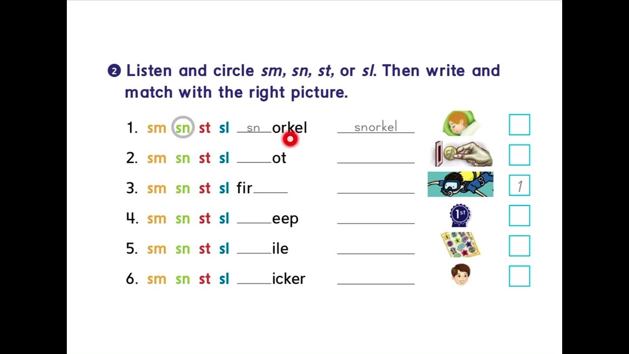 We can 2 Phonics practice / Words with sm, sn and st, sl الصف الثاني، الثالث، الرابع والخامس