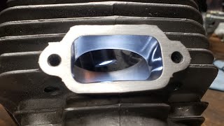 CHAINSAW PORTING TIPS: Polishing exhaust ports to a mirror finish... it IS worth it!!! My method...