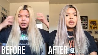 TONING MY HAIR WITH ION SEMI PERMANENT COLOR | SMOKEY AMETHYST AND VIOLET GRAY HAIR REVIEW