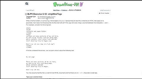 Java Practice It || 6.12 stripHtmlTags || file processing, nested while loop, .subString(), Strings