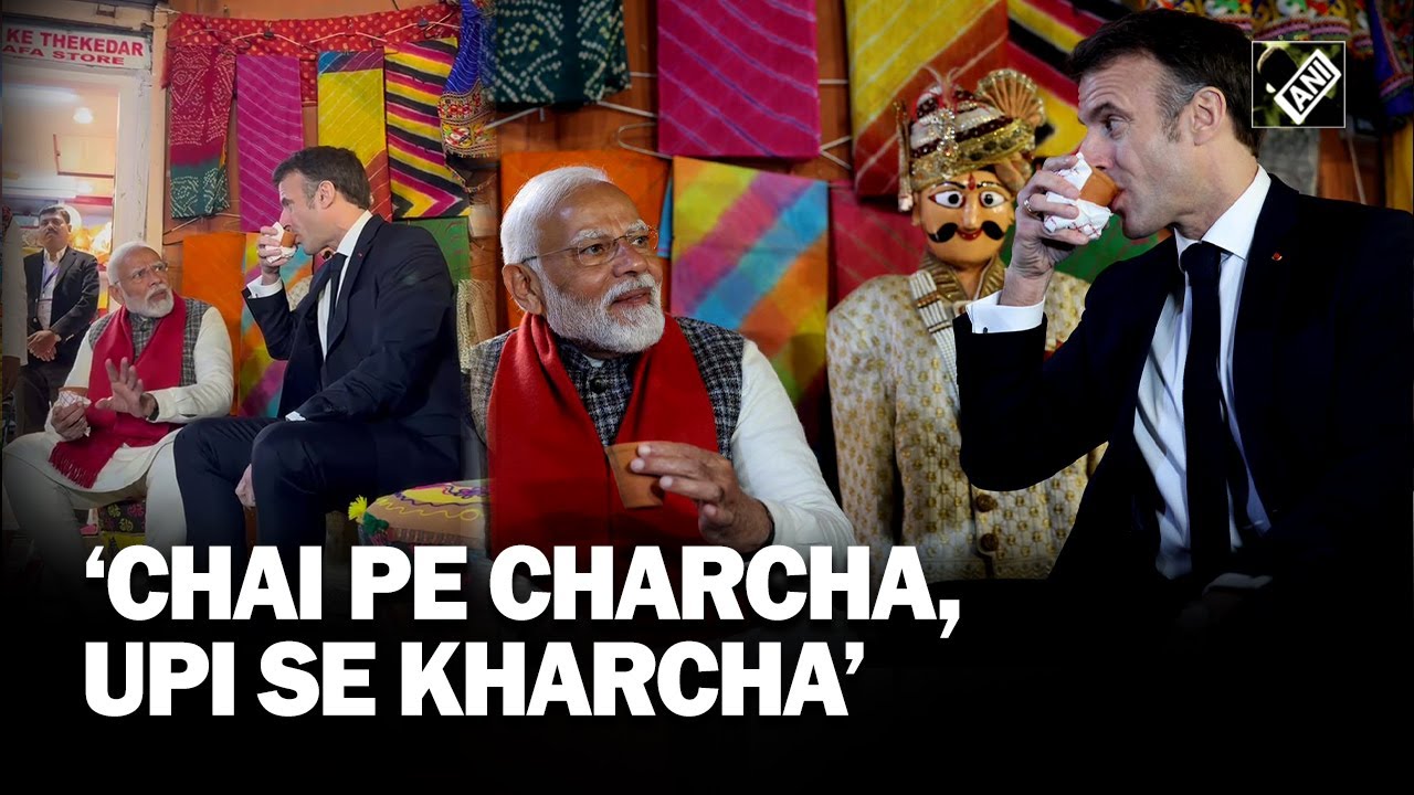 PM Modi and French President enjoy Chai pe Charcha pay via UPI in Jaipur