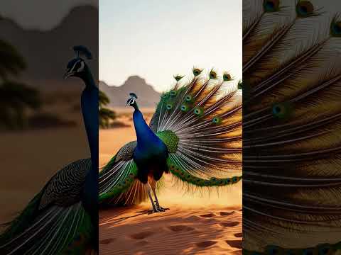 #PeacockDancing- #BirdInDesert- #PeacockInDesert- #WildlifePhotography- #NatureLovers- #DesertVibes