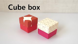 【折り紙の箱】立方体の箱　ふたあり、のり要らず。【便利】／【Origami Box】  Cube box【Useful】