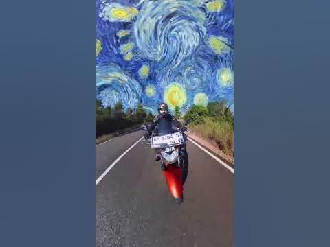 riding motorcycle in van gogh #39 s world #starrystarrynight #skyswap #