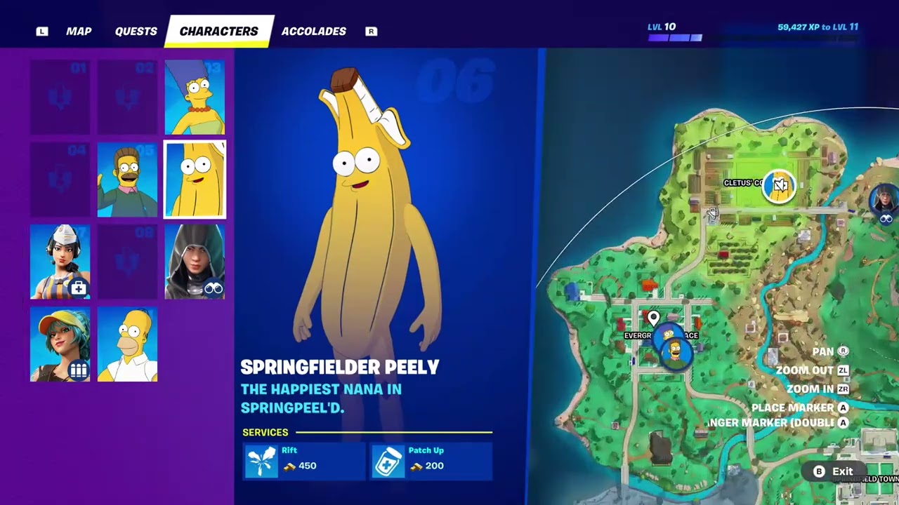 Fortnite X The Simpsons 😎 Battle Royale Zero Build - Springfielder Peely Location 🚫 Corn Hole