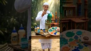 Mini Mosque Painting Art | Beautiful Handmade Mosque Design 🕌🎨 #ai #viralvideo #shortvideo