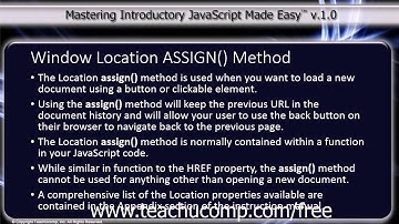 JavaScript Training Tutorial Window Location ASSIGN() Method