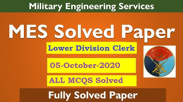MES Lower Division Clerk LDC | 05-10-2020 | Complete Paper Solved |