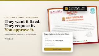 Let recipients self request fixes for their own certificate — Correction Request Forms on Verifycate