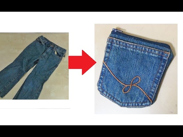 Diy デニム リメイクポーチ How To Make Jeans Pocket Pouch Youtube
