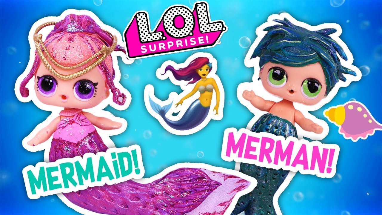 GLITTER 🧜♀️ MERMAID & MERMAN 🐚Customized LOL Surprise Dolls 🌊- Toy