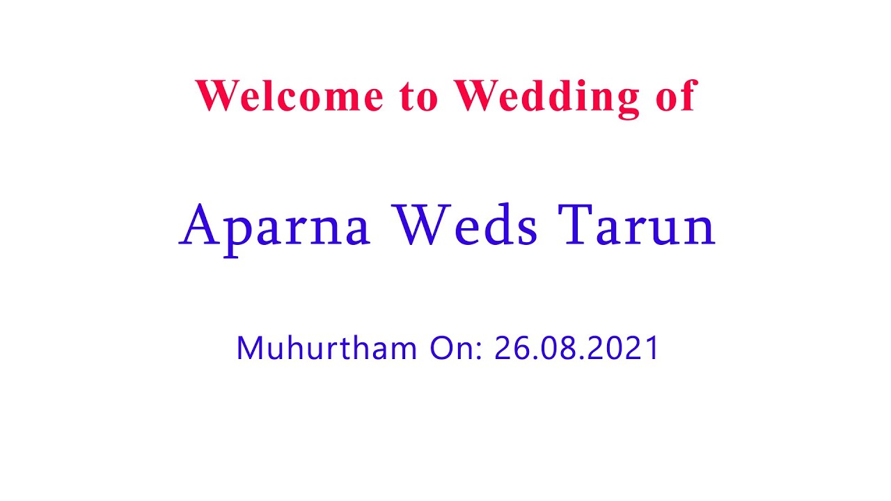 Aparna Weds Tarun YouTube
