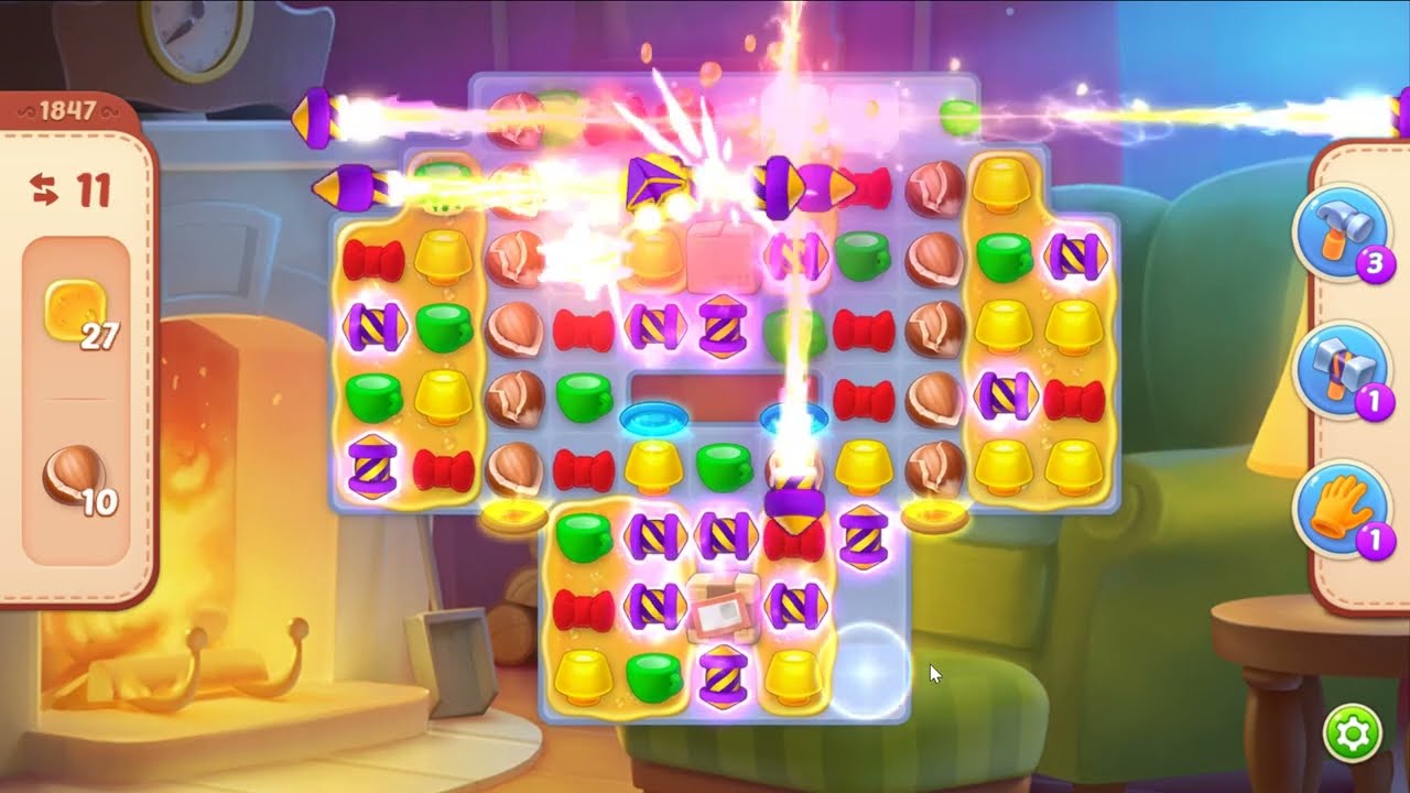 Homescapes level 1847 - 17 Moves - No Boosters 