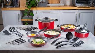 Conoce Nuestra Batería De Cocina Ekco Roja De 32 Piezas Con Antiadherente Productos De Cocina