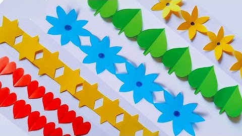 Easy decorative paper chain ideas / Bulleting board border design / Paper cutting decoration ideas.