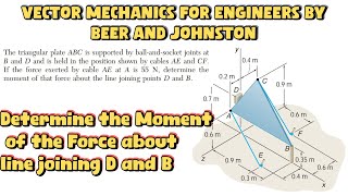 Determine the moment about the line joining DB | Vector Mechanics Beer Johnston | Engineers Academy