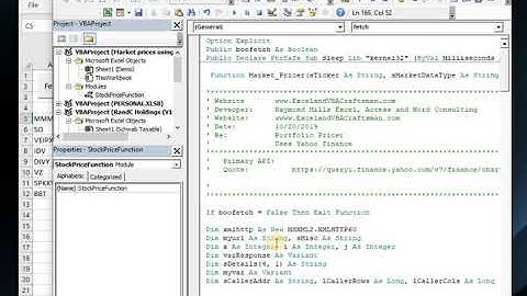 Excel Stock Price Custom Function