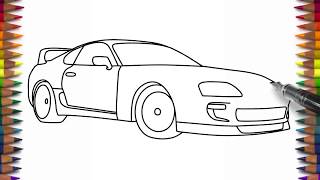 How to draw Toyota Supra easy car drawing