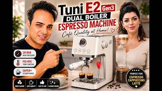 Tuni E2 Gen3 Dual Boiler Espresso Machine with Super+ Steam Power, Ivory | 20 Bar Espresso Coffee