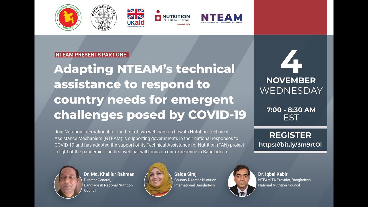 Adapting NTEAMs technical assistance in Bangladesh to the nutrition challenges posed by COVID 19