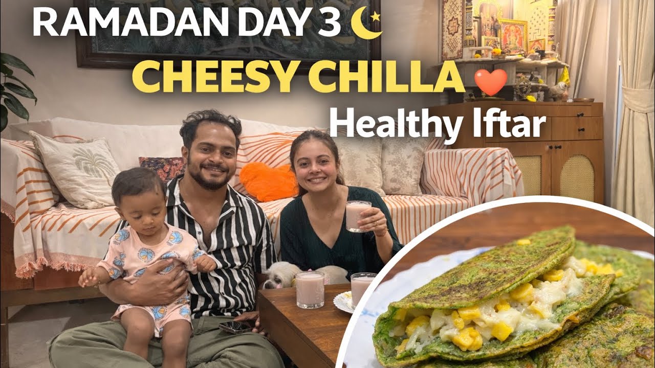 High Protein Veg Iftari🌿 Moong Palak Cheese Chilla | Ramadan Day 3