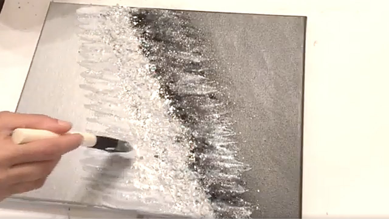 DIY Black and Silver Glitter Wall Art Crushed Glass Wall Art