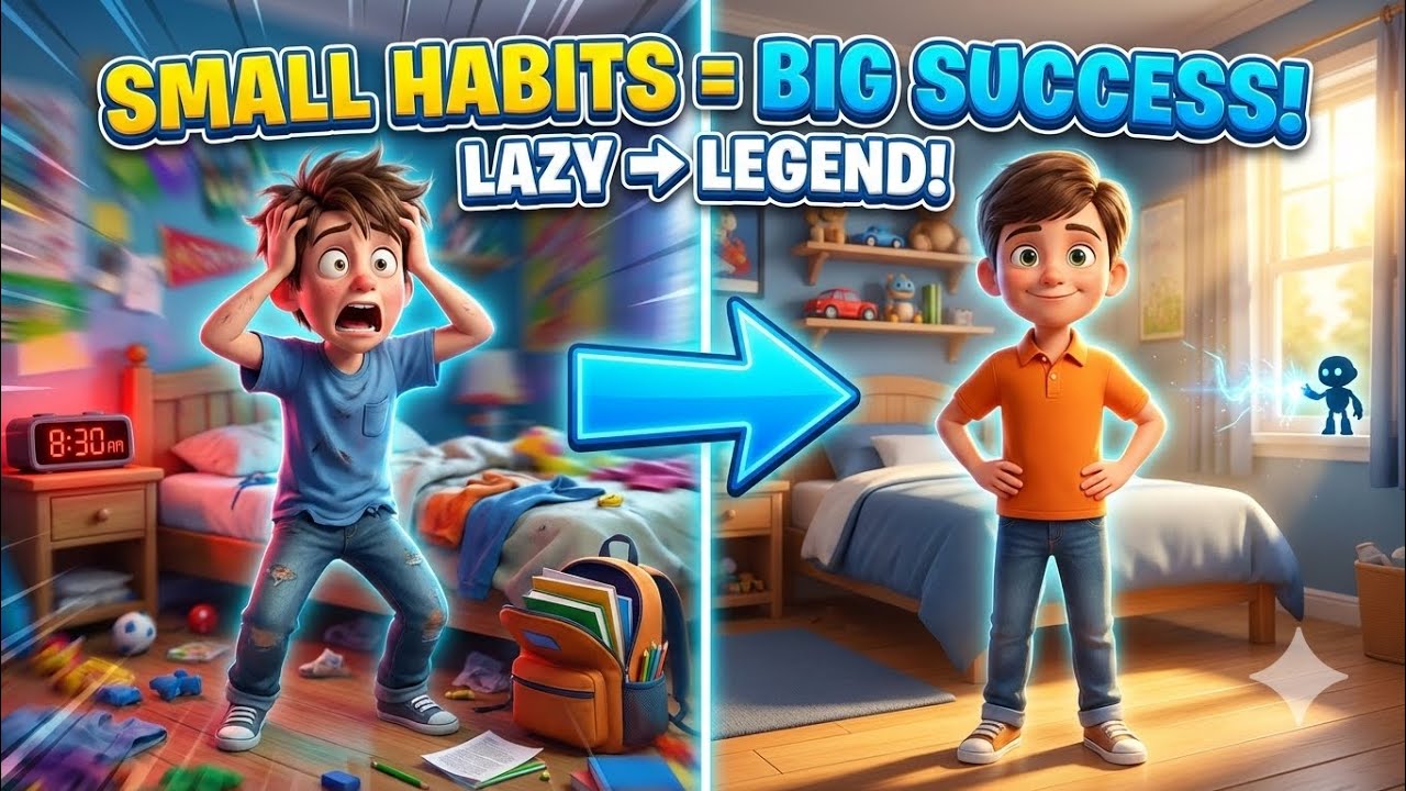 🚀 From Lazy Kid to School Leader! 🤯 | Powerful Cartoon Story About Good Habits