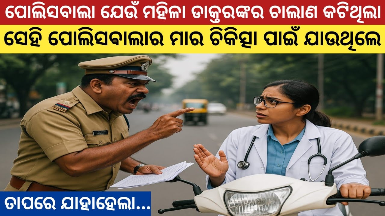 ପୋଲିସବାଲା ଯେଉଁ ଡାକ୍ତରାଣୀଙ୍କର ଚାଲାଣ କଟିଥିଲା ତାରି ମାର ଚିକିତ୍ସା ପାଇଁ ଯାଉଥିଲେ ତାପରେ ଯାହାହେଲା..Odia Story